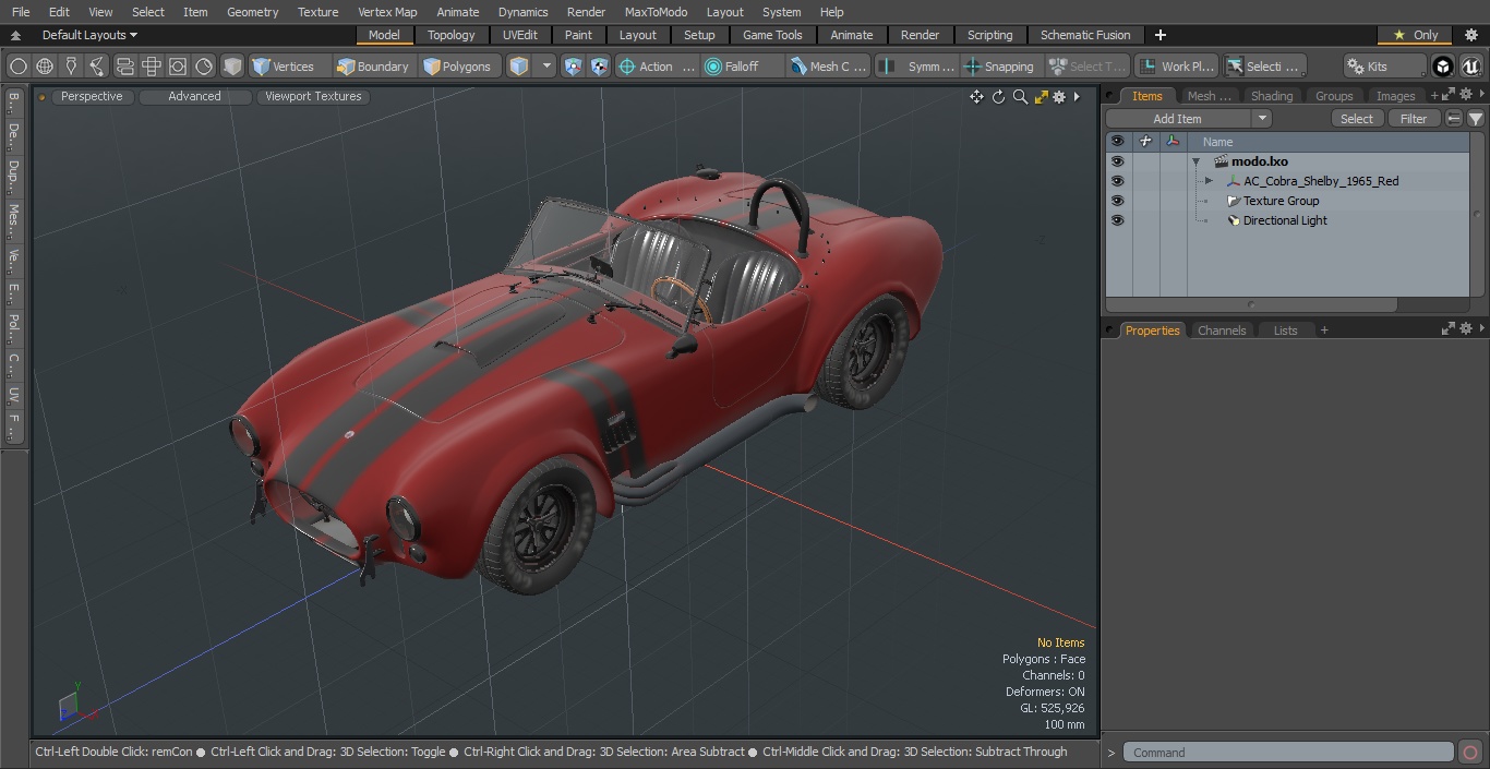 3D Shelby Cobra 1965 Red