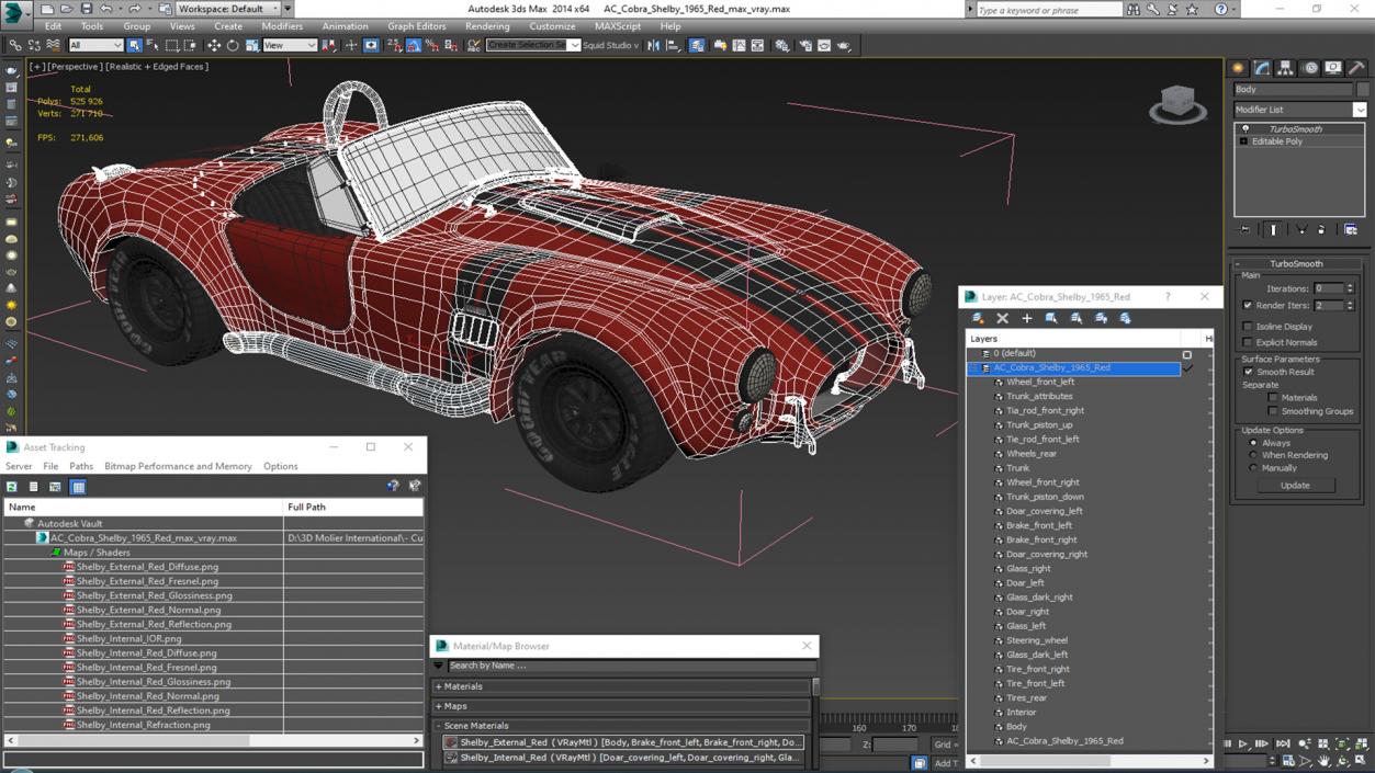 3D Shelby Cobra 1965 Red