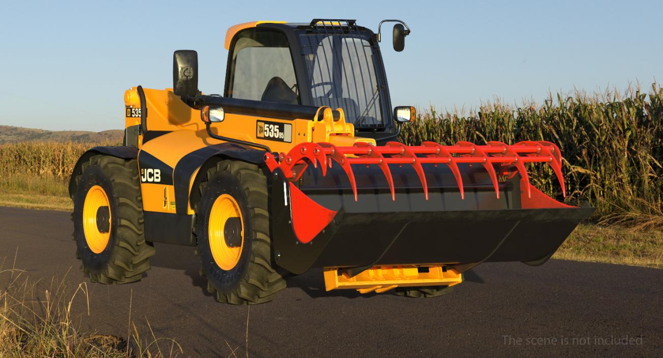 3D JCB 535 Forklift Bucket Dirty Rigged