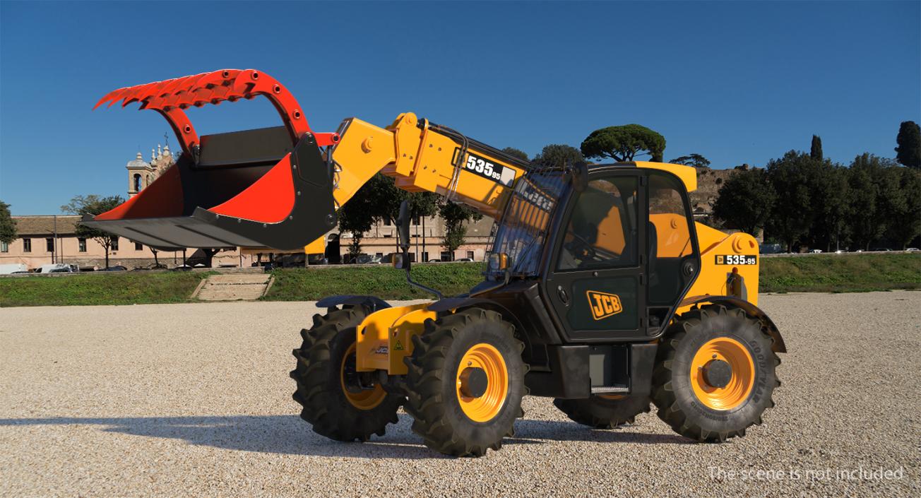 3D JCB 535 Forklift Bucket Dirty Rigged