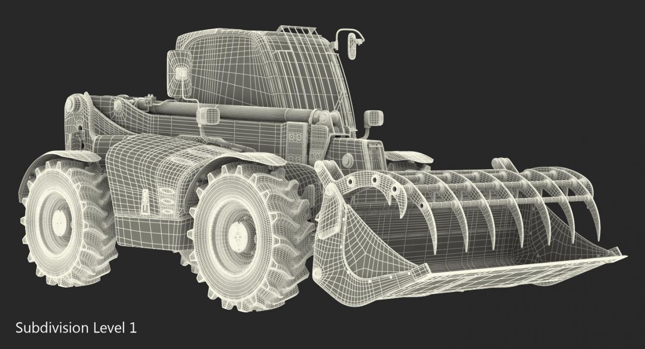 3D JCB 535 Forklift Bucket Dirty Rigged