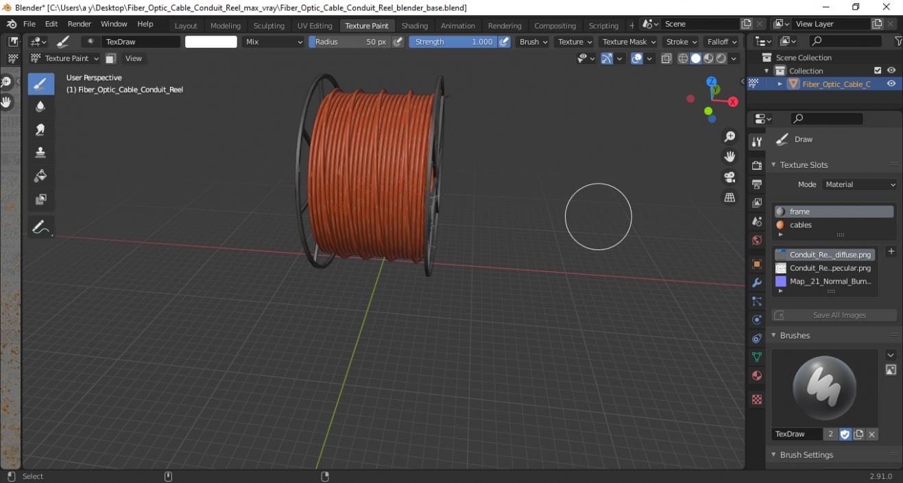 3D model Fiber Optic Cable Conduit Reel