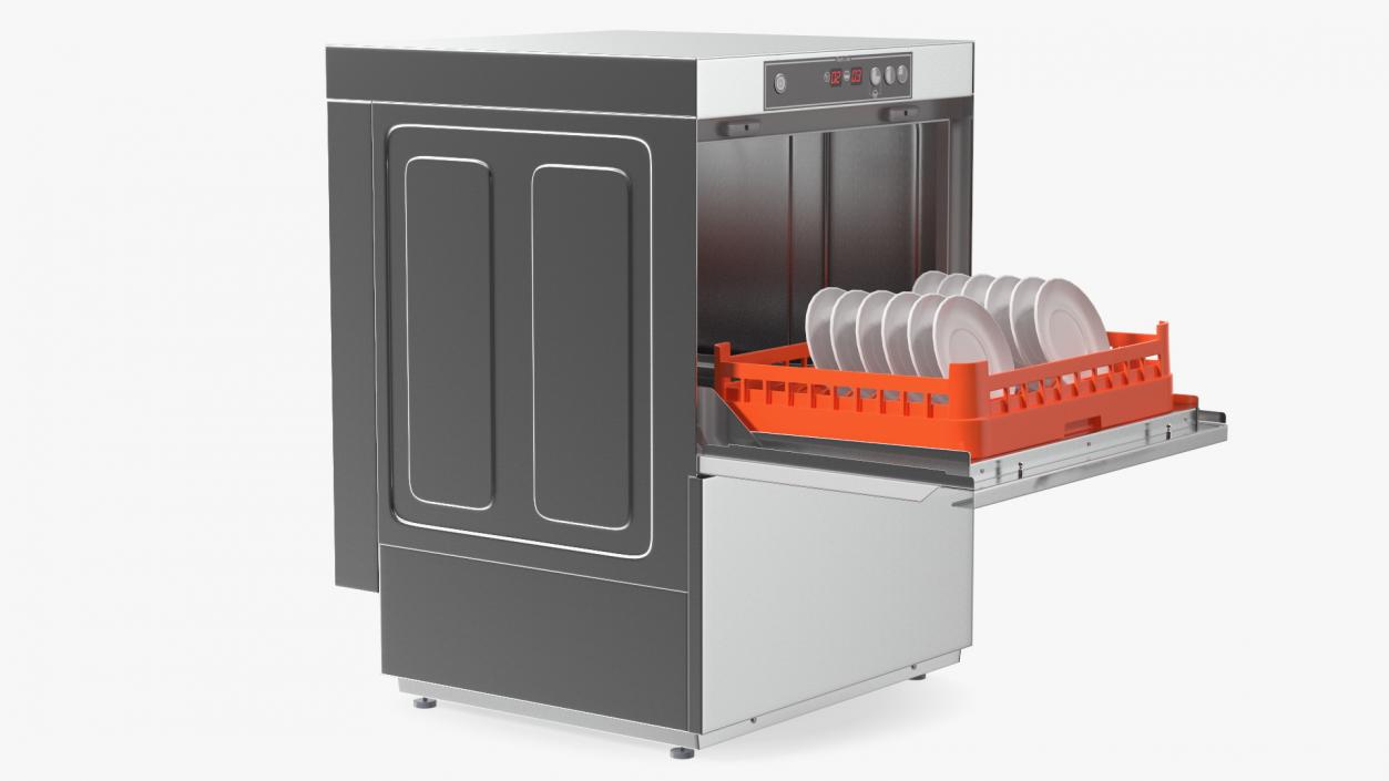 Commercial Dishwasher Asber with Plates 3D model