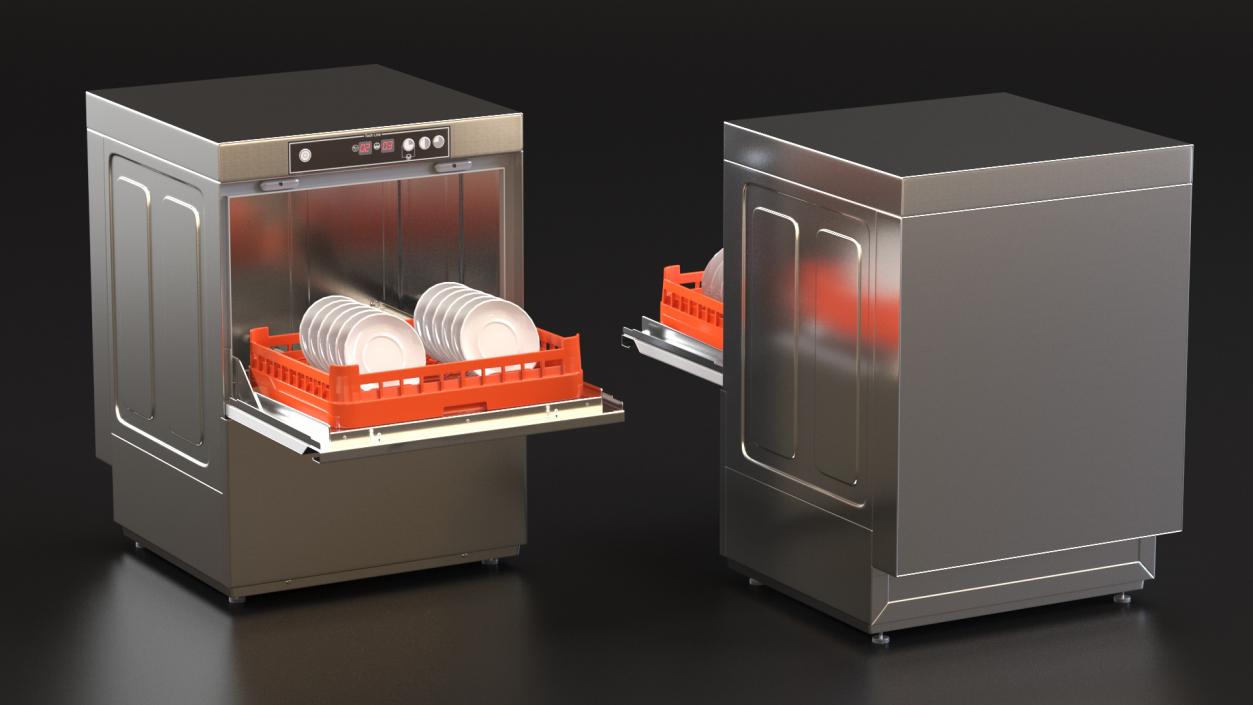 Commercial Dishwasher Asber with Plates 3D model