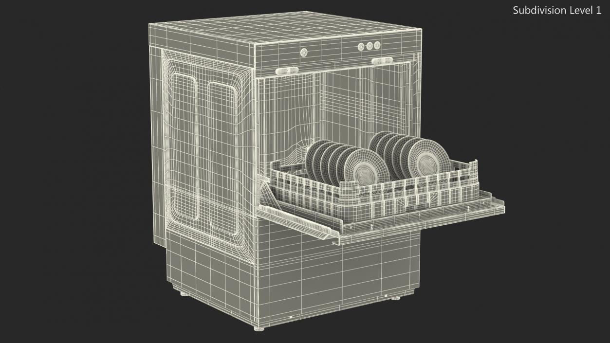 Commercial Dishwasher Asber with Plates 3D model