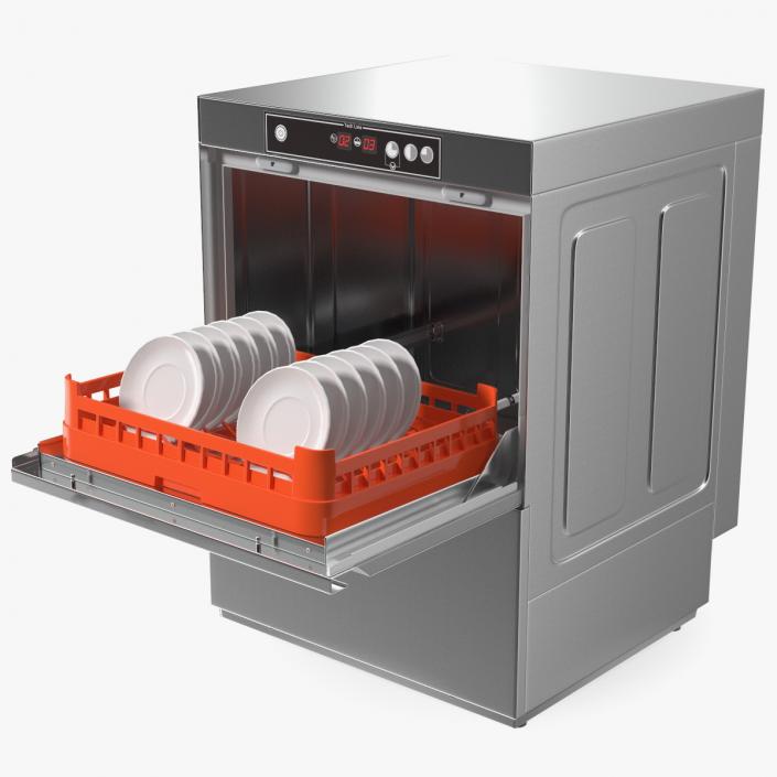 Commercial Dishwasher Asber with Plates 3D model