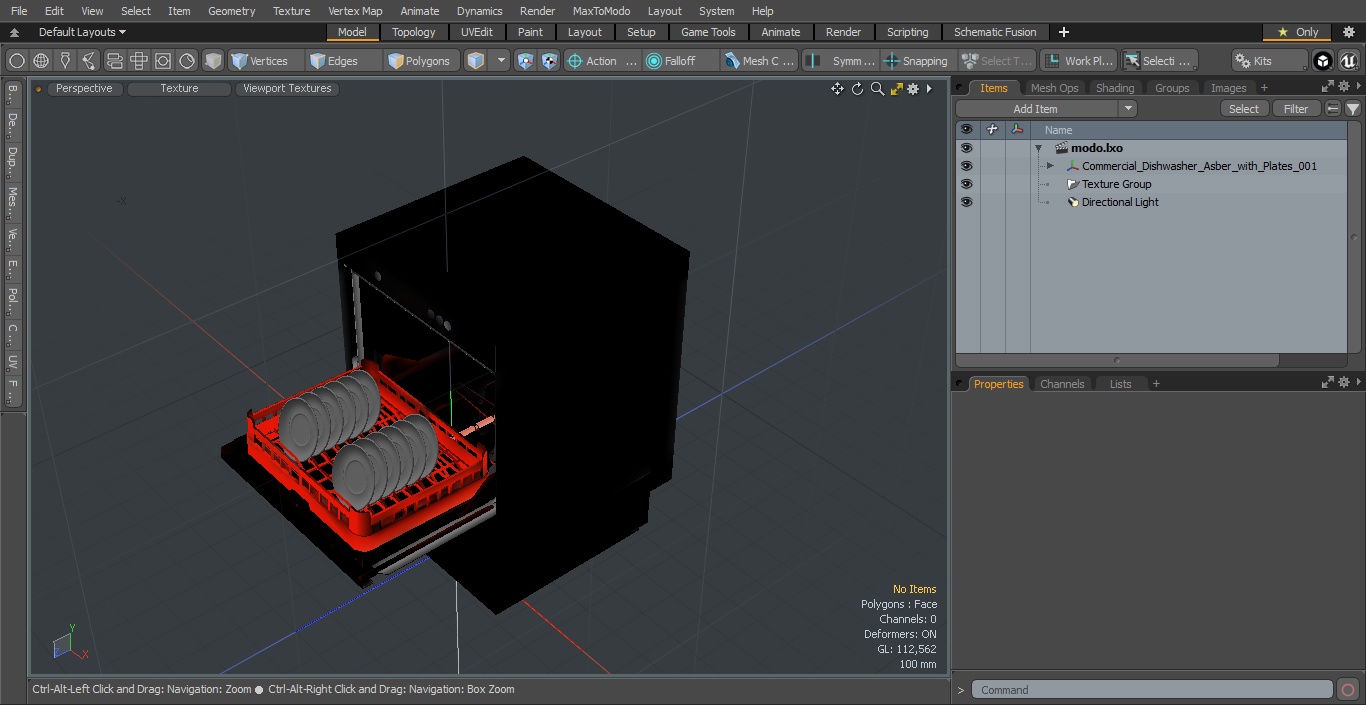 Commercial Dishwasher Asber with Plates 3D model