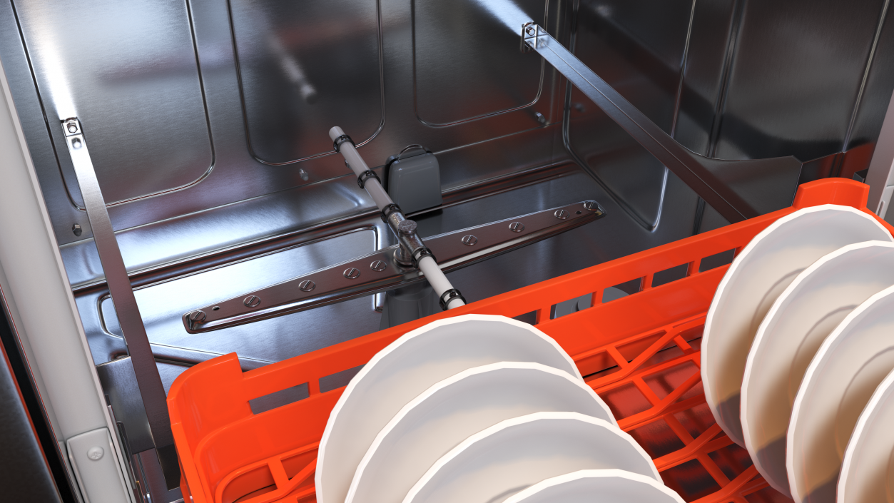 Commercial Dishwasher Asber with Plates 3D model