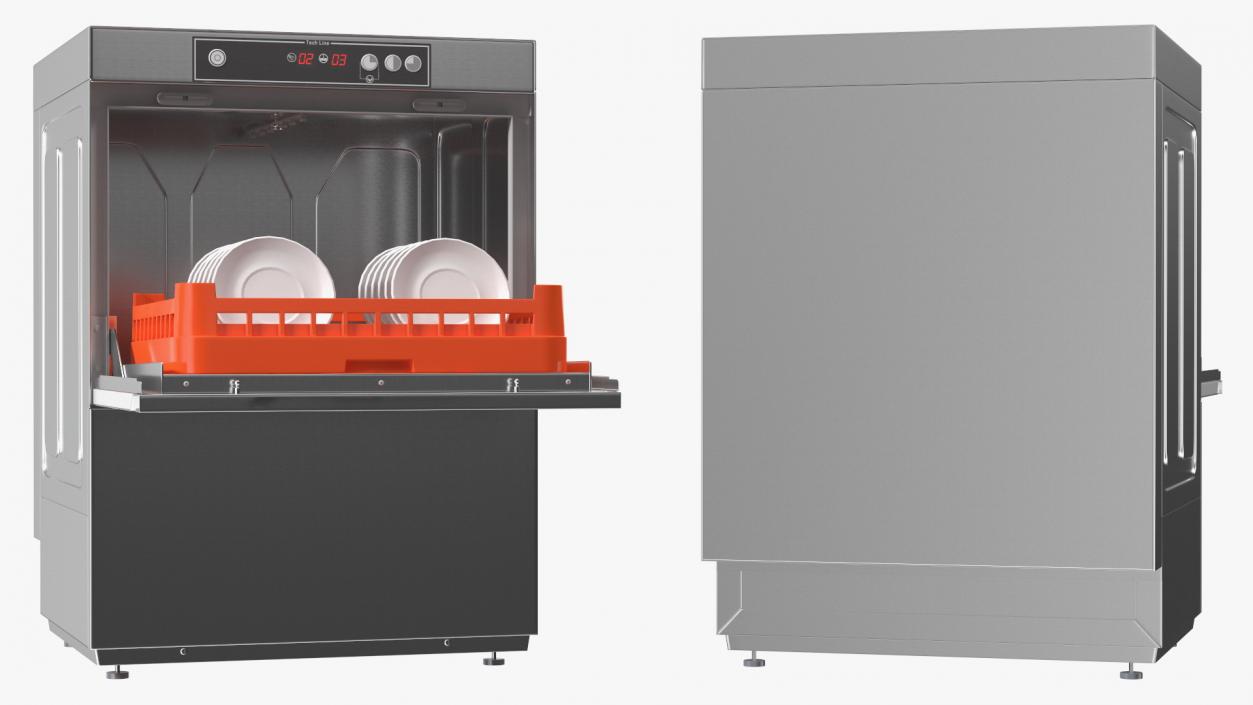 Commercial Dishwasher Asber with Plates 3D model