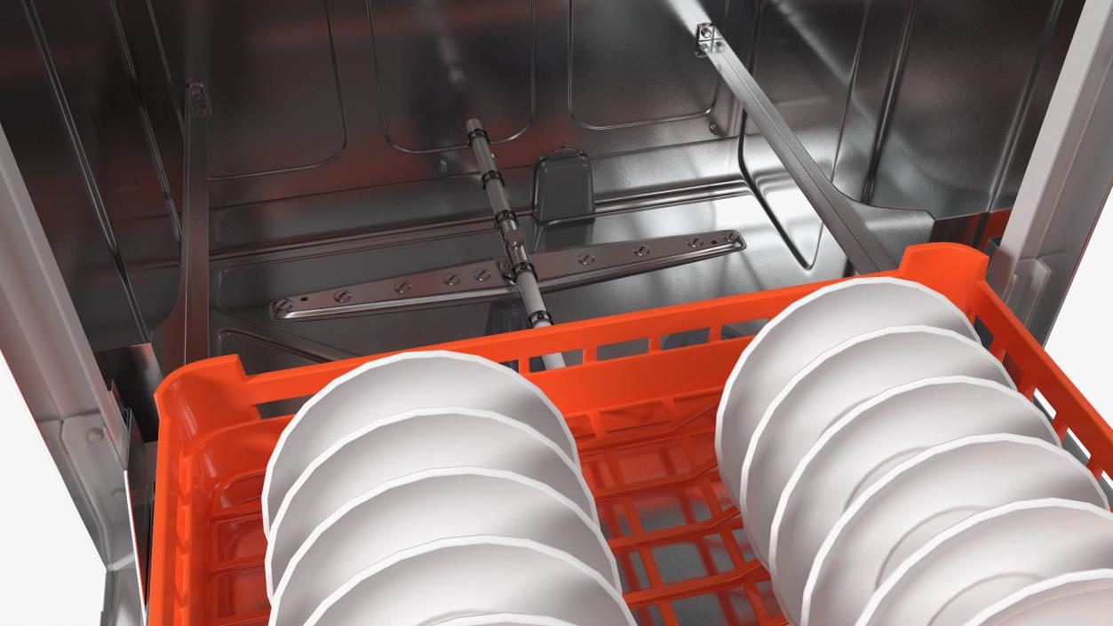 Commercial Dishwasher Asber with Plates 3D model