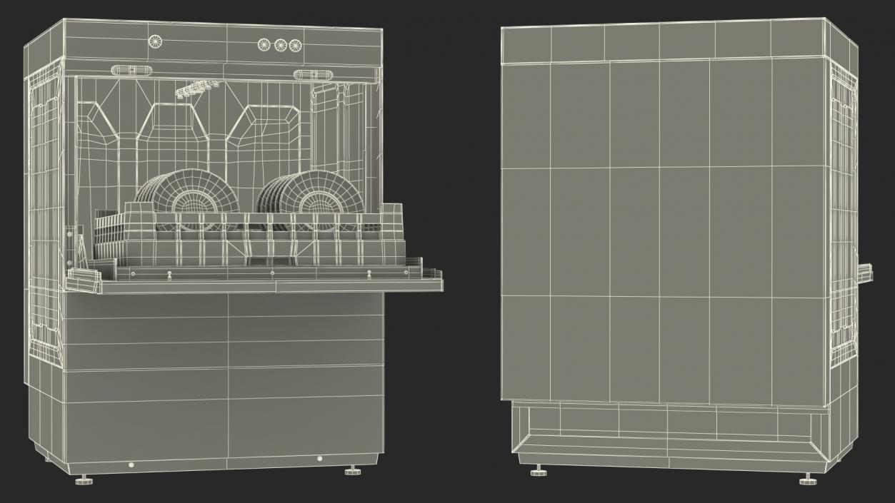 Commercial Dishwasher Asber with Plates 3D model