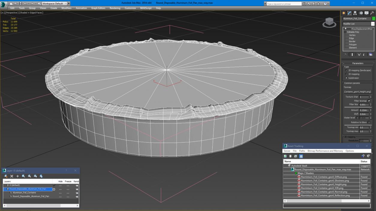 Round Disposable Aluminum Foil Pan 3D model