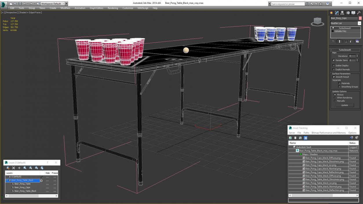 3D Beer Pong Table Black