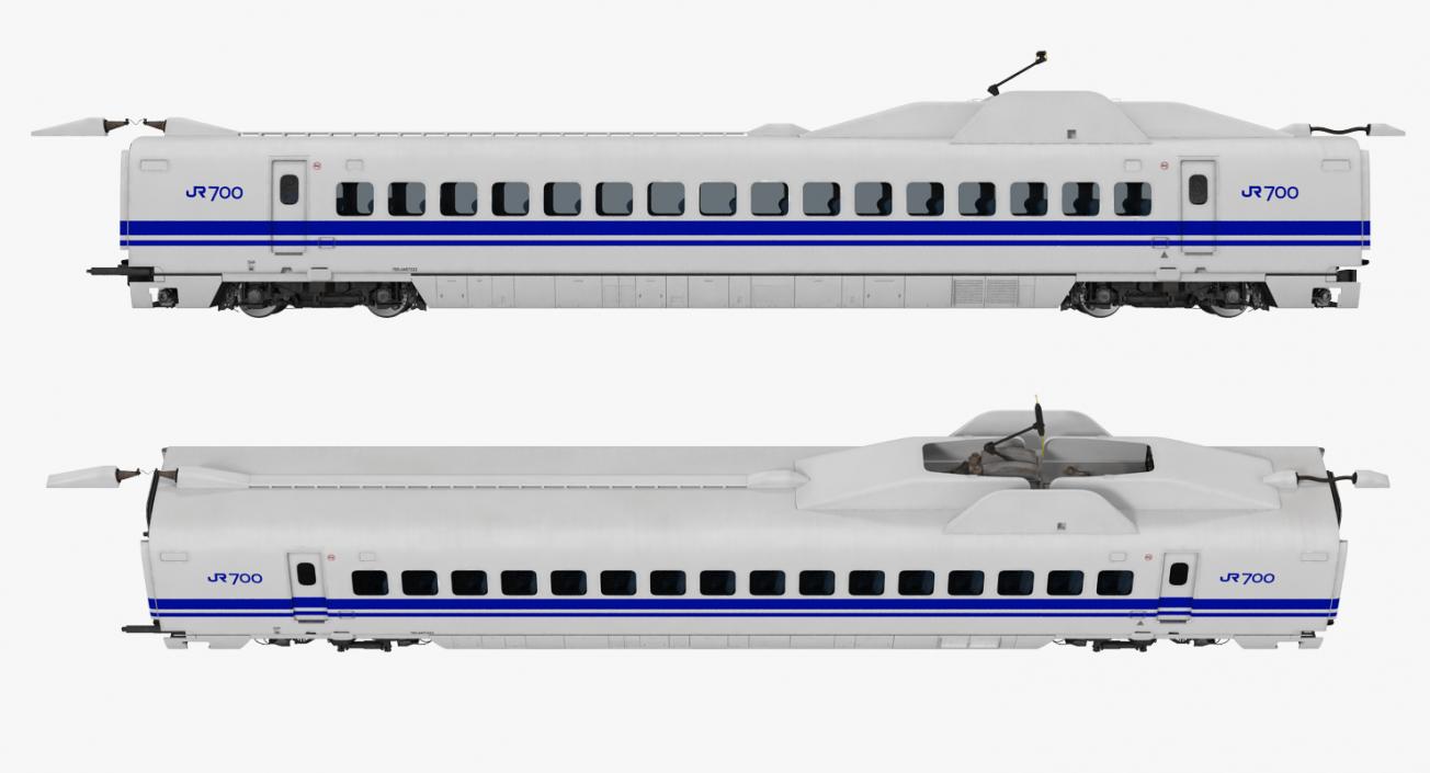 Bullet Train JR700 Passenger Car Japan Railways Rigged 3D model