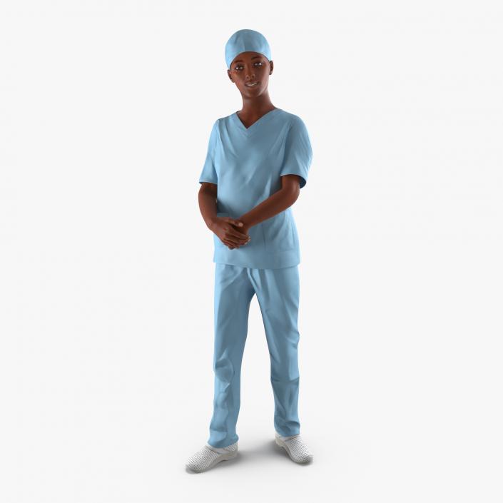 3D Afro American Nurse Rigged