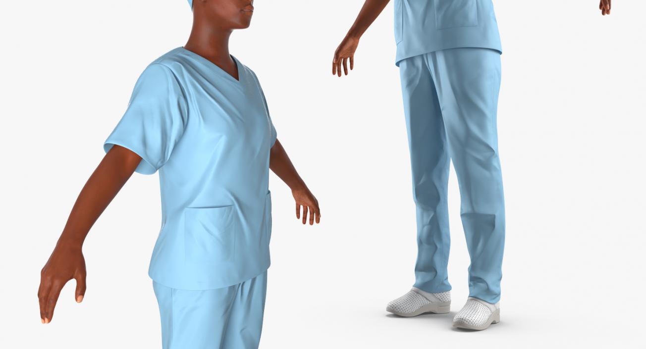 3D Afro American Nurse Rigged