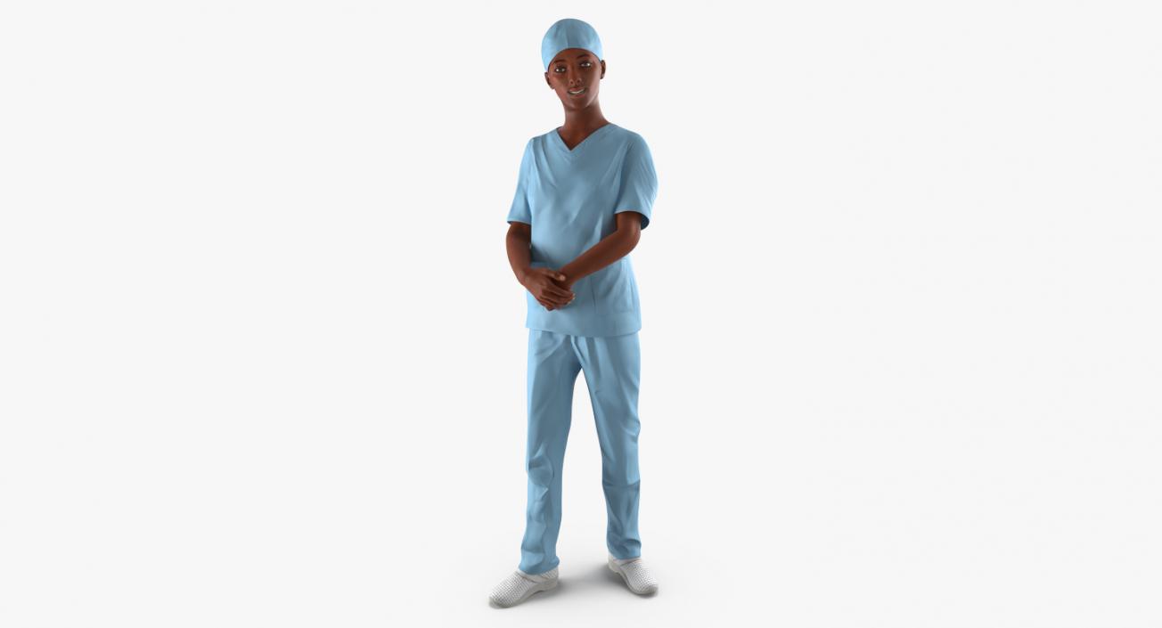 3D Afro American Nurse Rigged