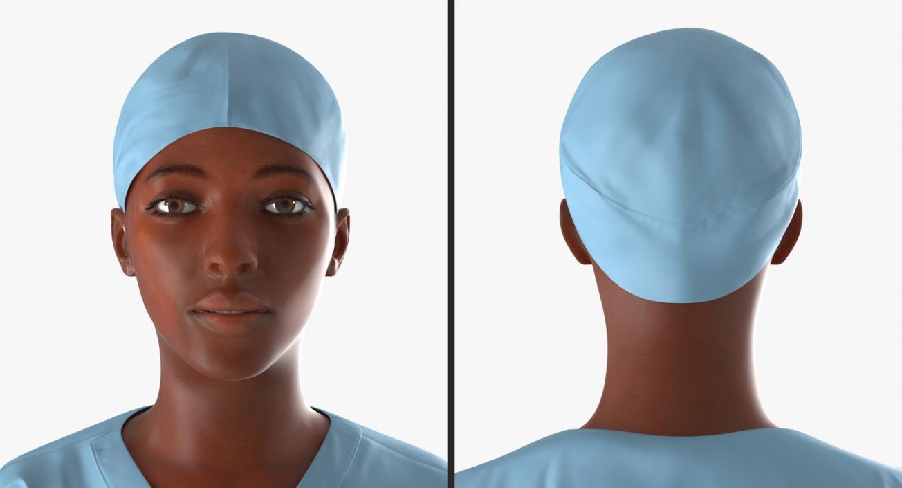 3D Afro American Nurse Rigged