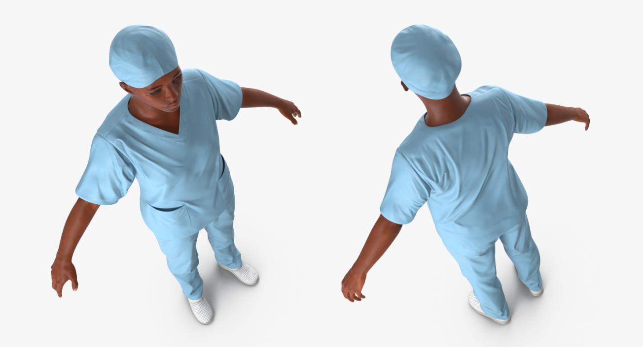 3D Afro American Nurse Rigged