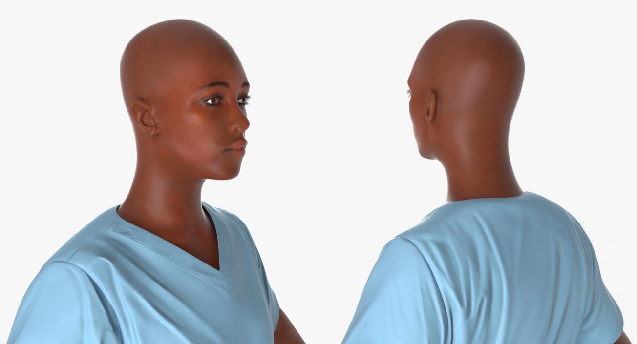 3D Afro American Nurse Rigged