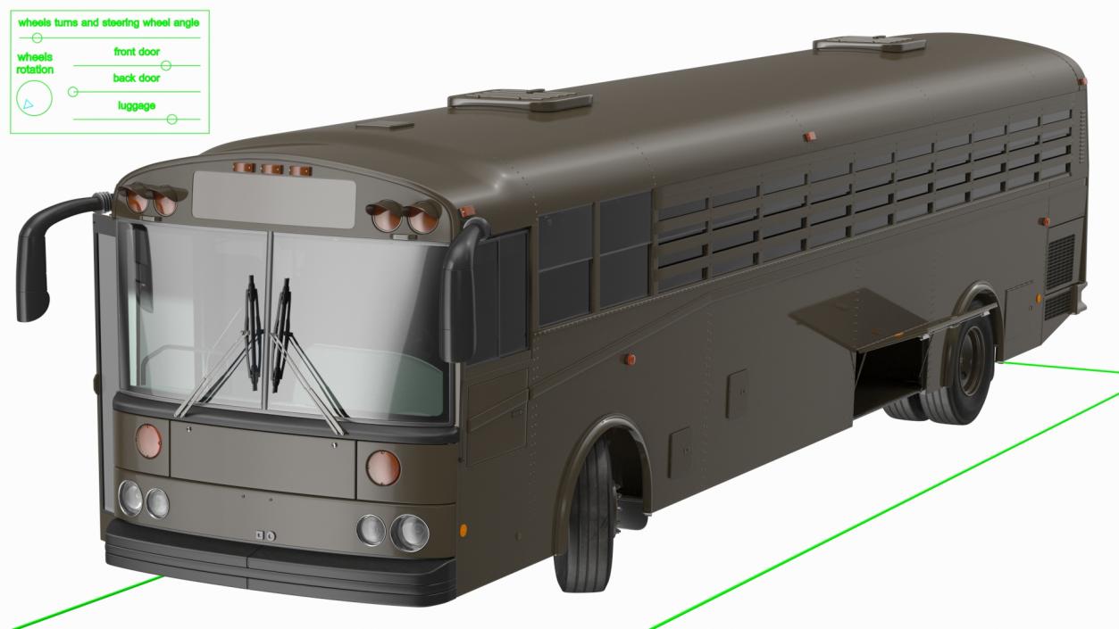 Prison Transport Bus Rigged 3D