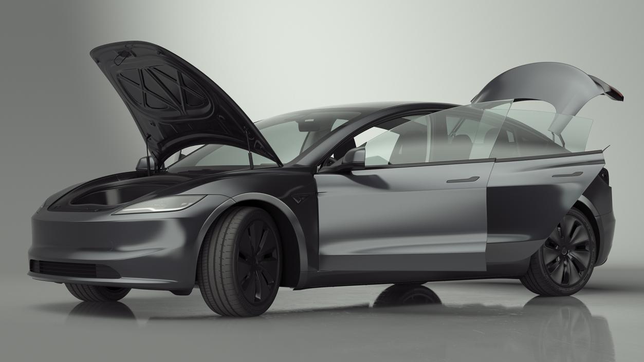 Tesla Model 3 2024 Stealth Grey Rigged for Maya 3D