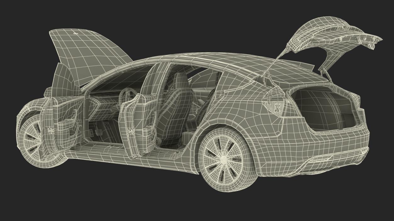 Tesla Model 3 2024 Stealth Grey Rigged for Maya 3D