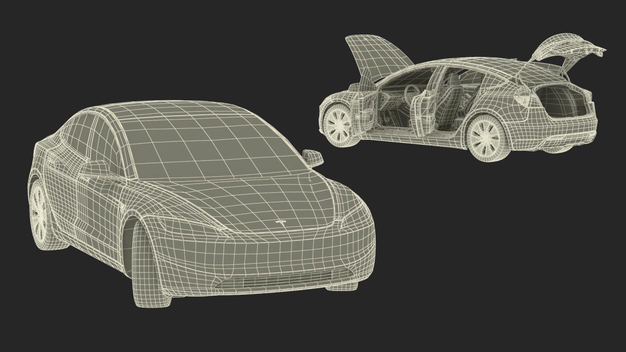 Tesla Model 3 2024 Stealth Grey Rigged for Maya 3D