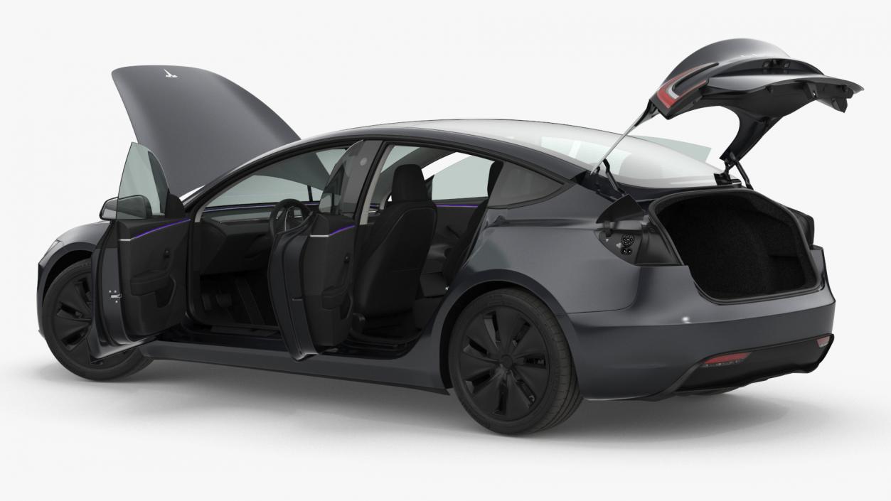 Tesla Model 3 2024 Stealth Grey Rigged for Maya 3D