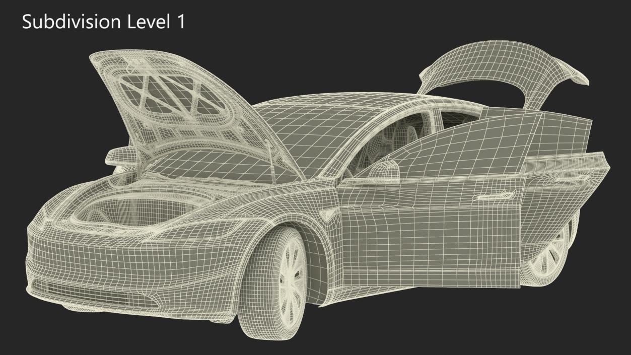 Tesla Model 3 2024 Stealth Grey Rigged for Maya 3D