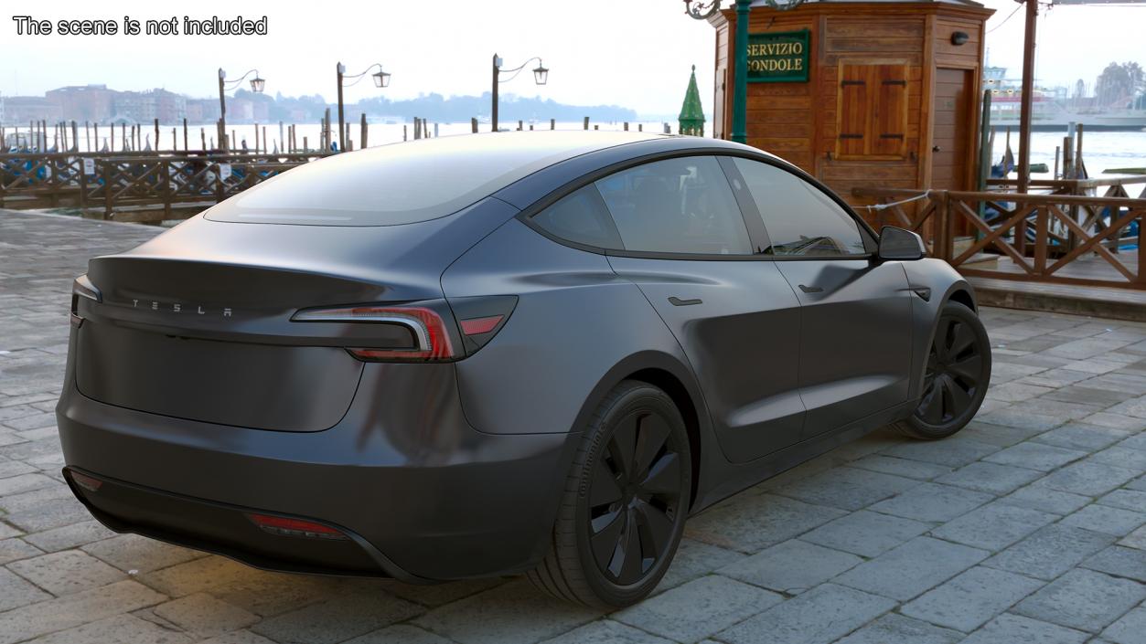 Tesla Model 3 2024 Stealth Grey Rigged for Maya 3D