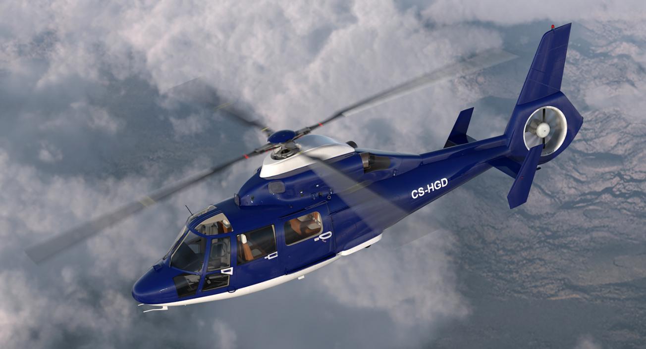 Civil Helicopter Eurocopter AS365 SA 365 C Dauphin Rigged 3D