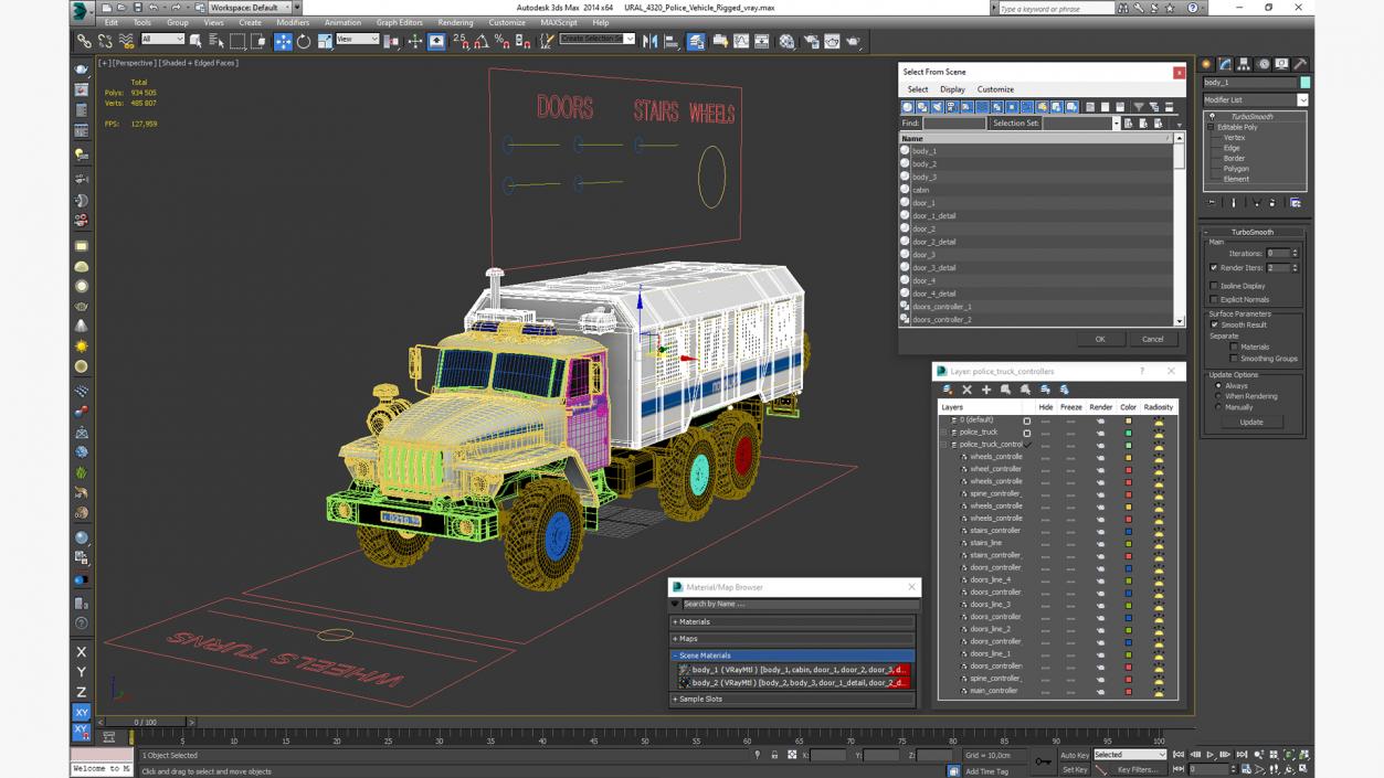 3D URAL 4320 Police Vehicle Rigged