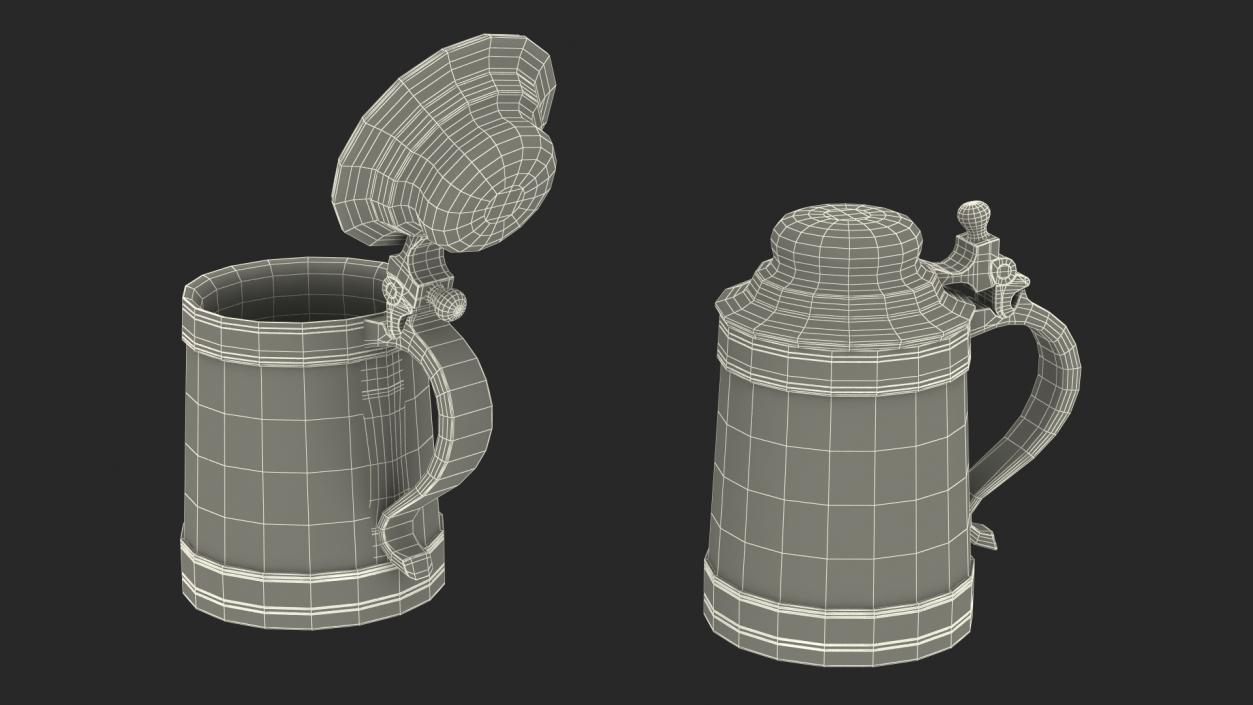 3D model Antique Wooden Beer Mug with Metallic Accents