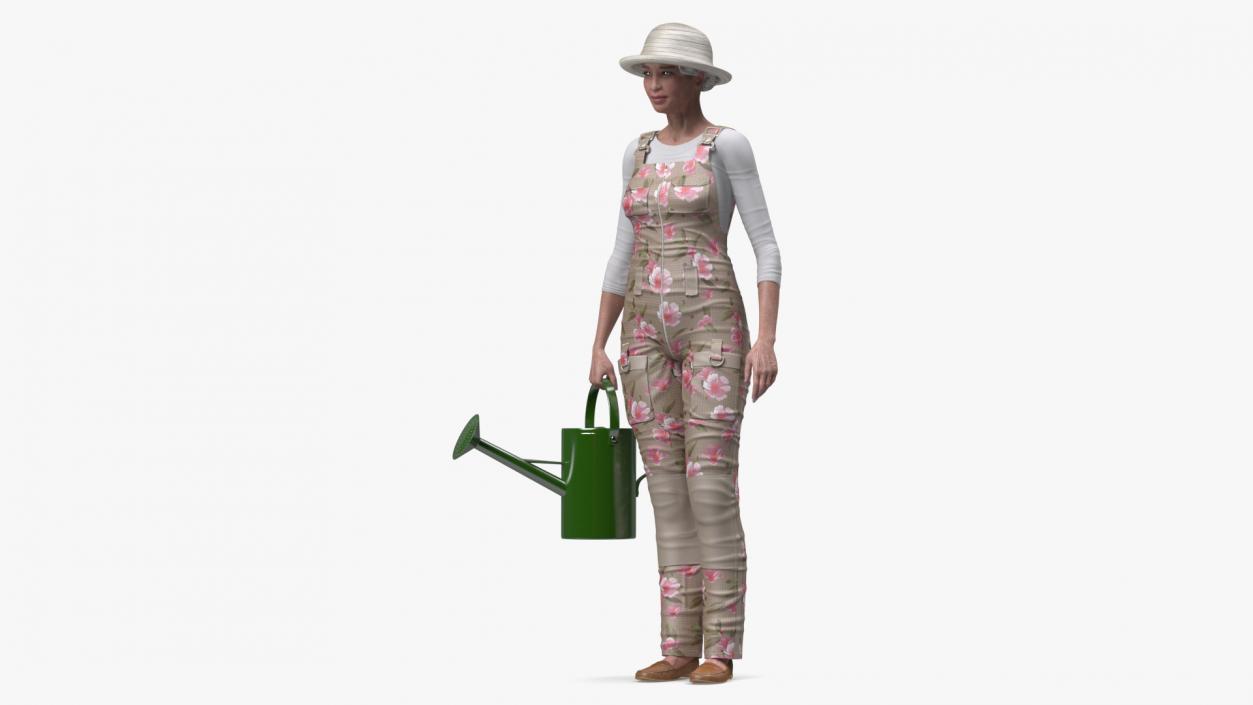 3D Gardener Asian Woman Rigged for Cinema 4D