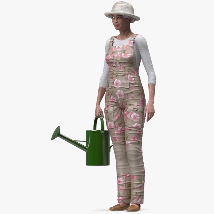 3D Gardener Asian Woman Rigged for Cinema 4D