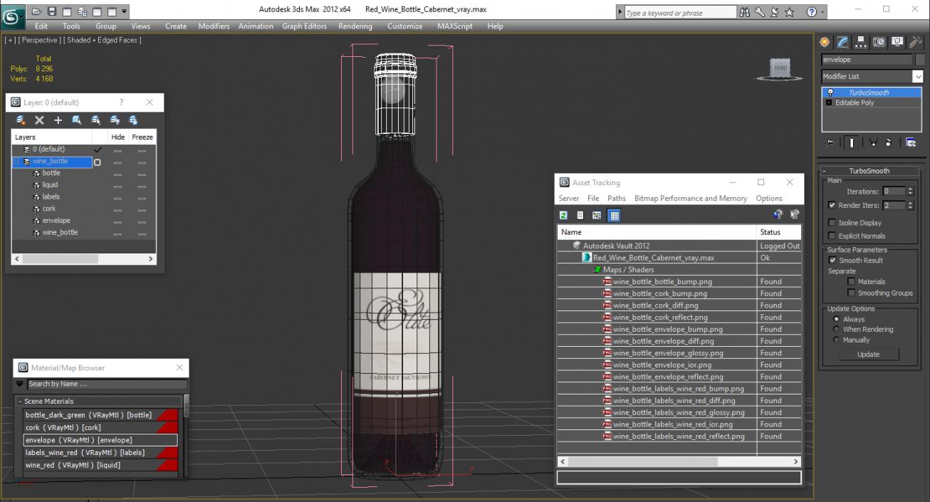 Red Wine Bottle Cabernet 3D model