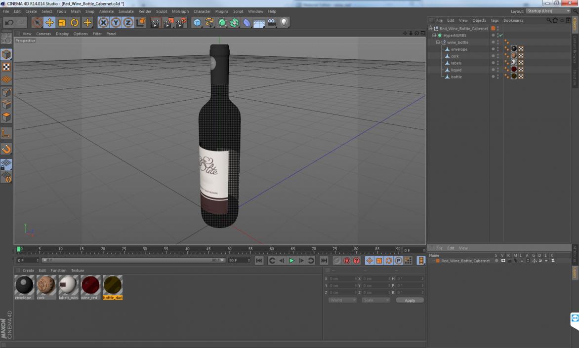 Red Wine Bottle Cabernet 3D model