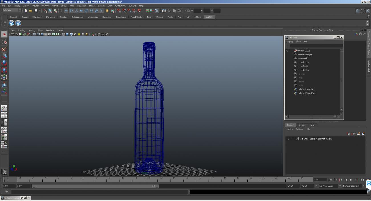 Red Wine Bottle Cabernet 3D model