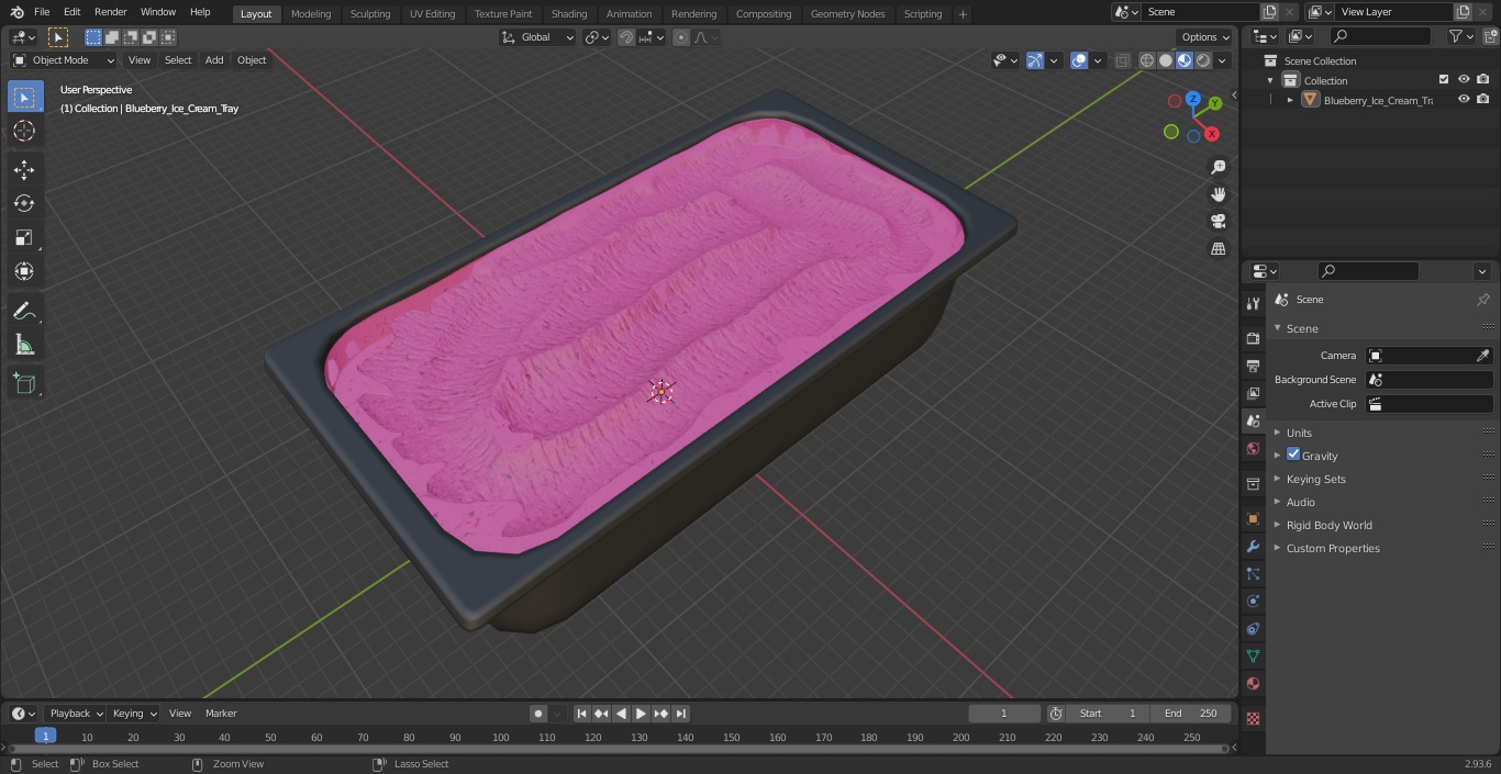 Blueberry Ice Cream Tray 3D model