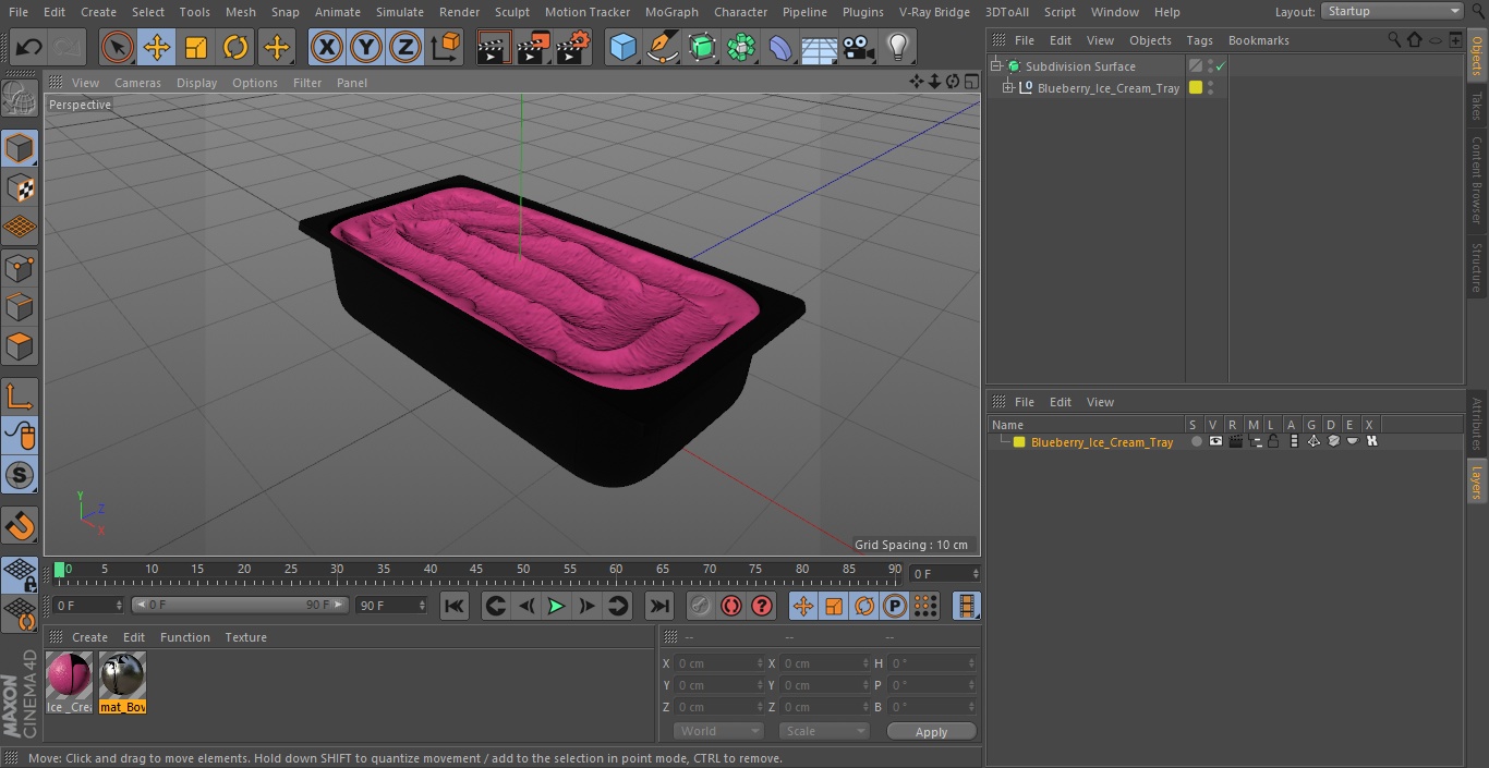 Blueberry Ice Cream Tray 3D model