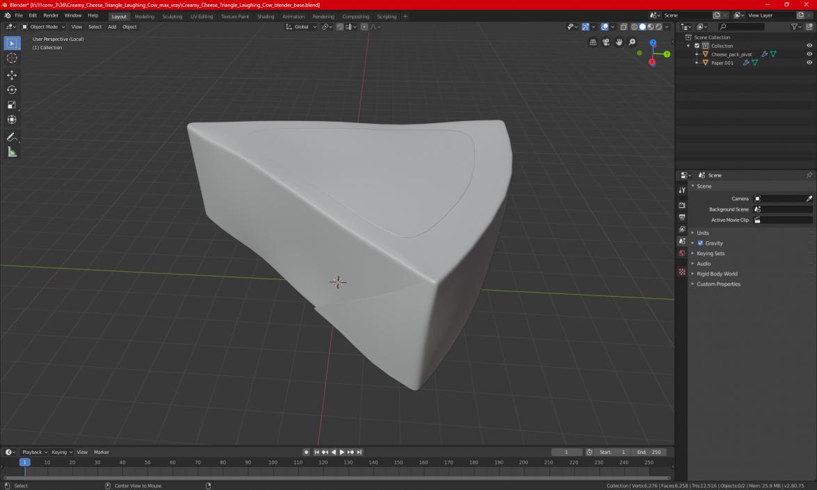 3D model Foil Triangle of Creamy Cheese