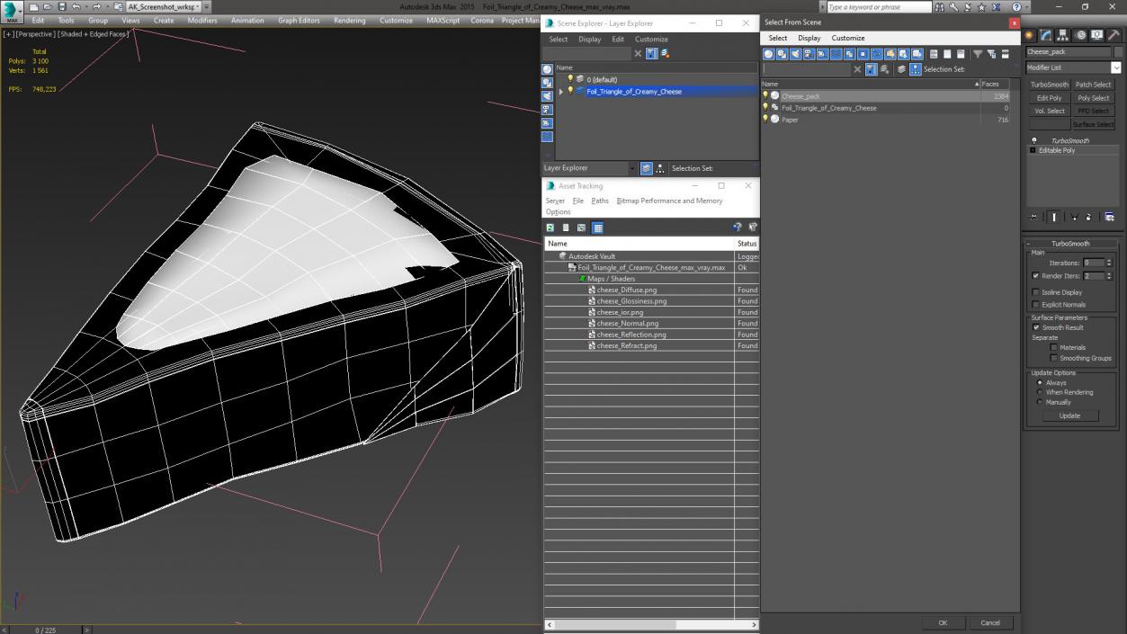 3D model Foil Triangle of Creamy Cheese