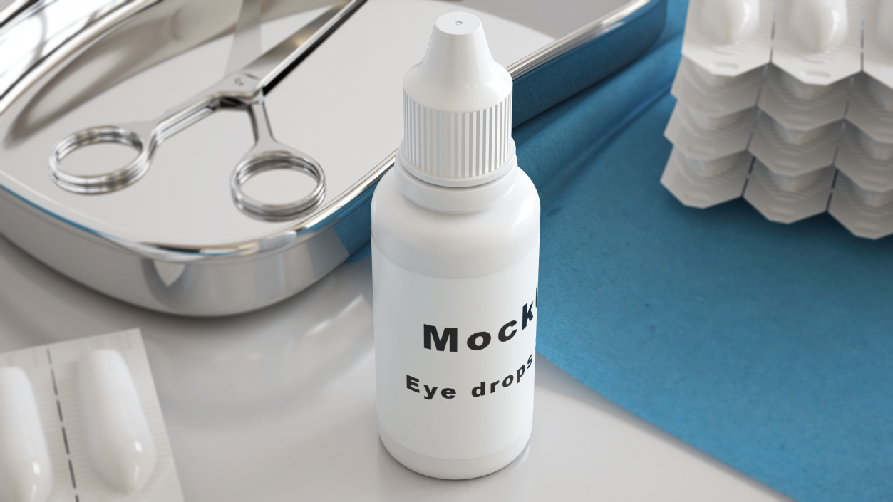 3D Eye Drops Bottle 30ml Mockup model