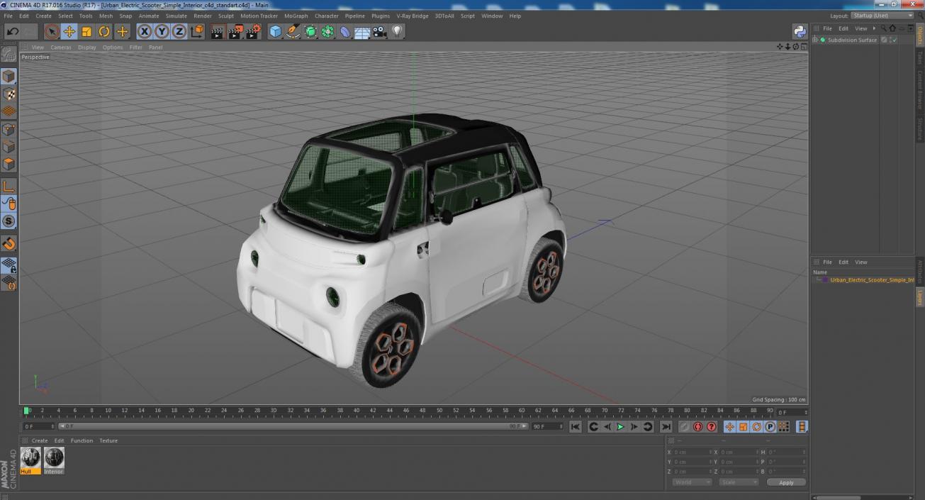 3D Urban Electric Scooter Simple Interior model