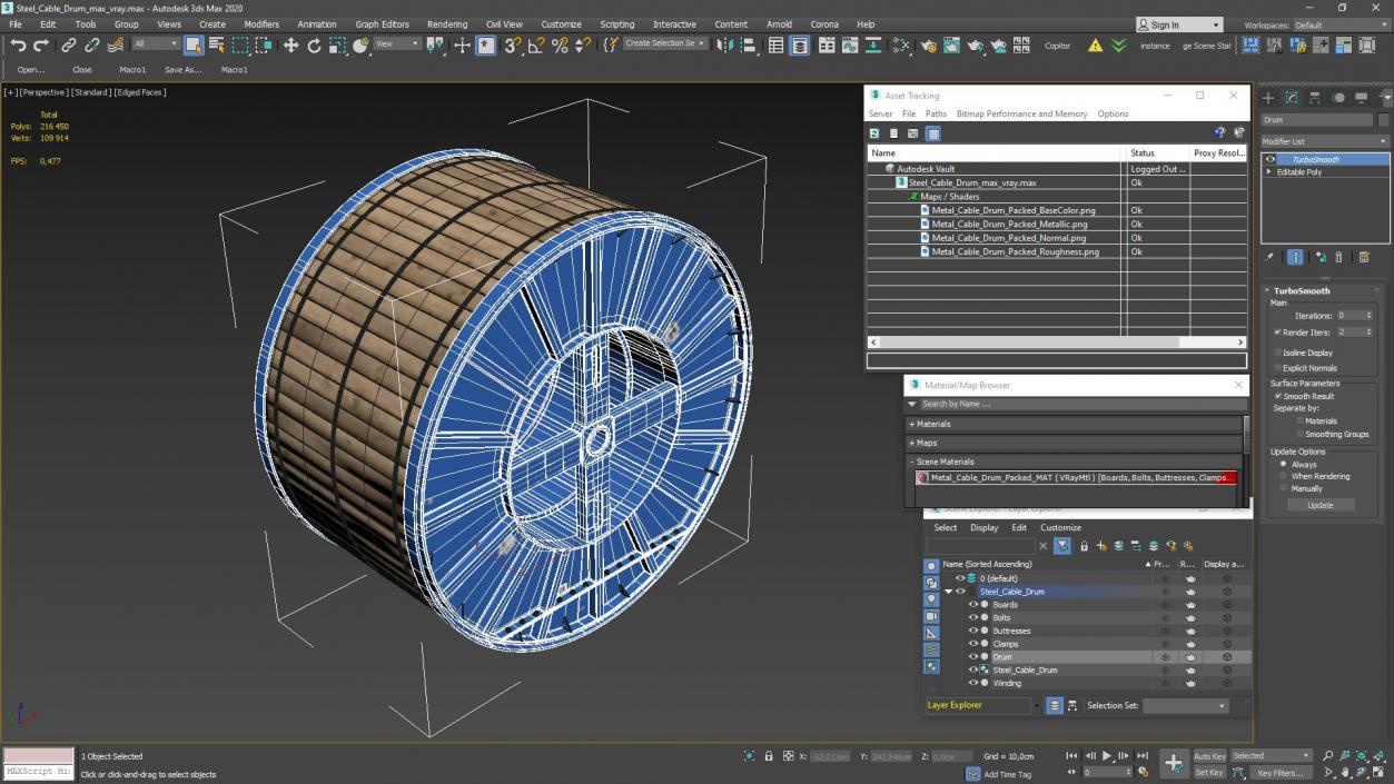 3D Steel Cable Drum 2 model