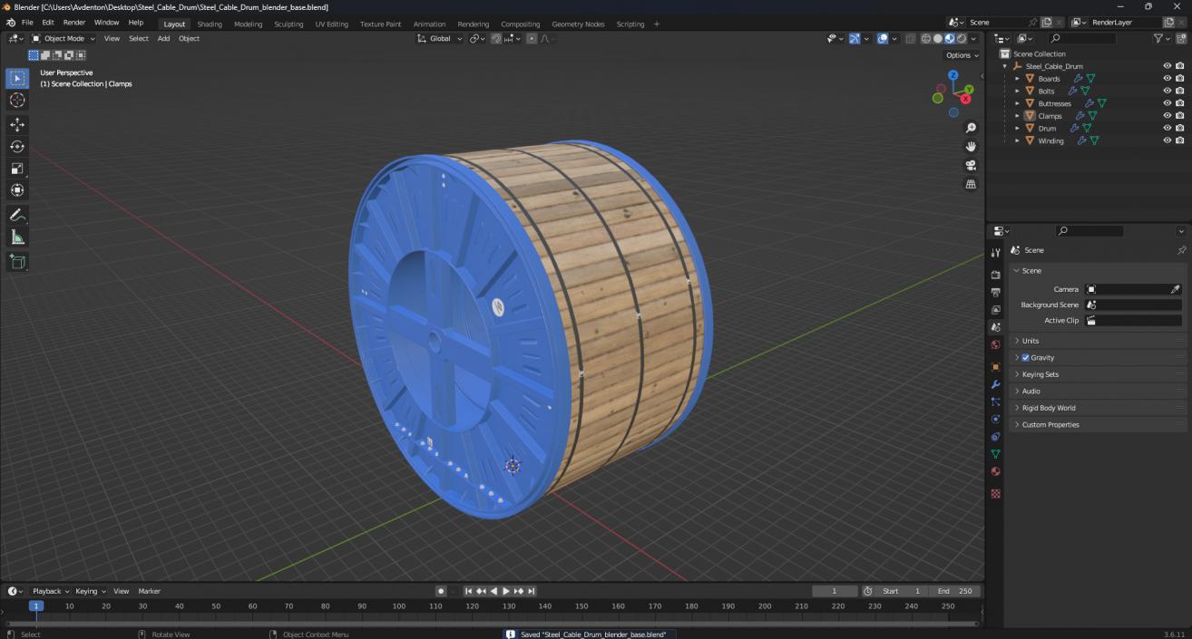 3D Steel Cable Drum 2 model