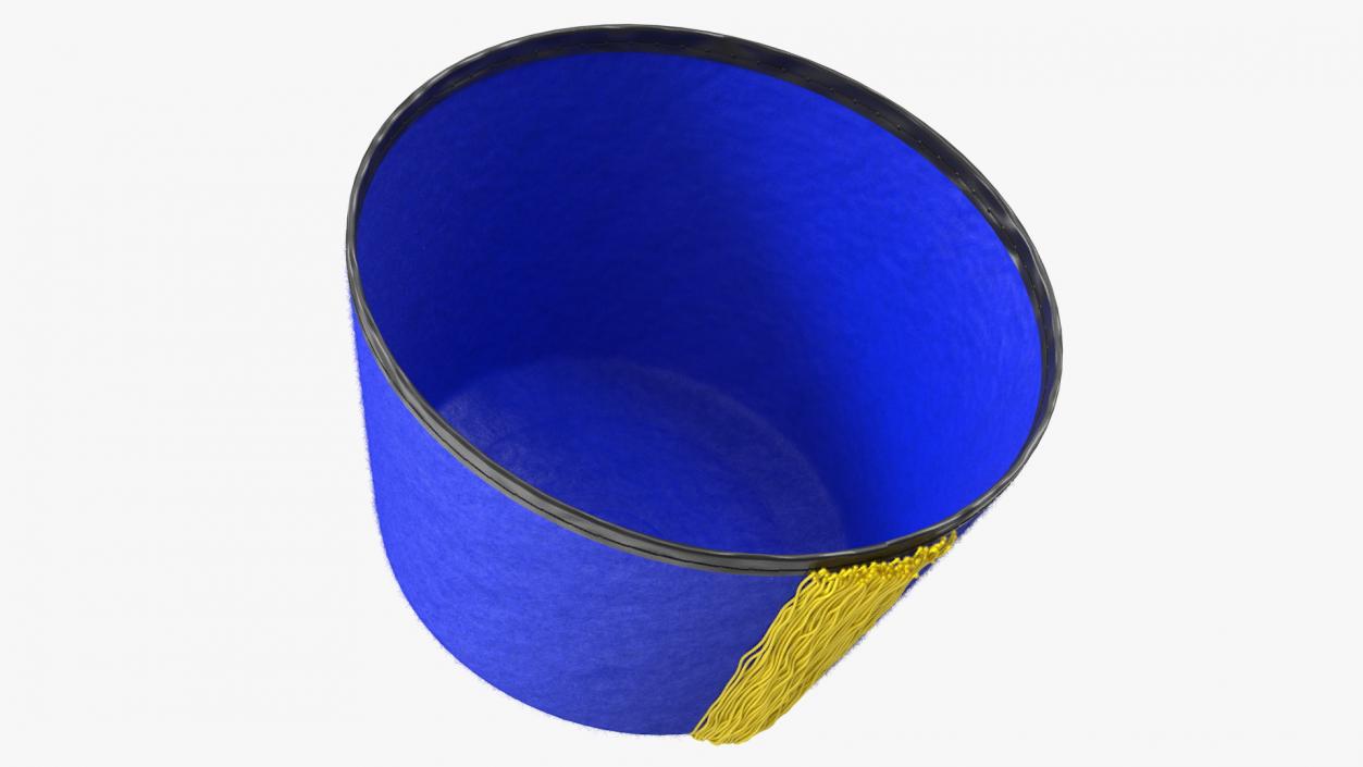 Traditional Arabic Blue Fez Hat With Yellow Tassel Fur 3D model