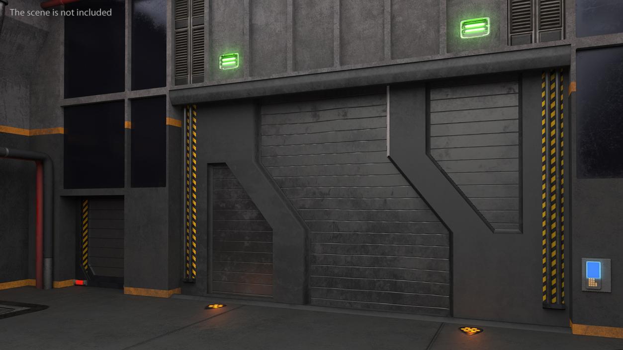 Sci Fi Spaceship Hangar Bay Gates Set 3D