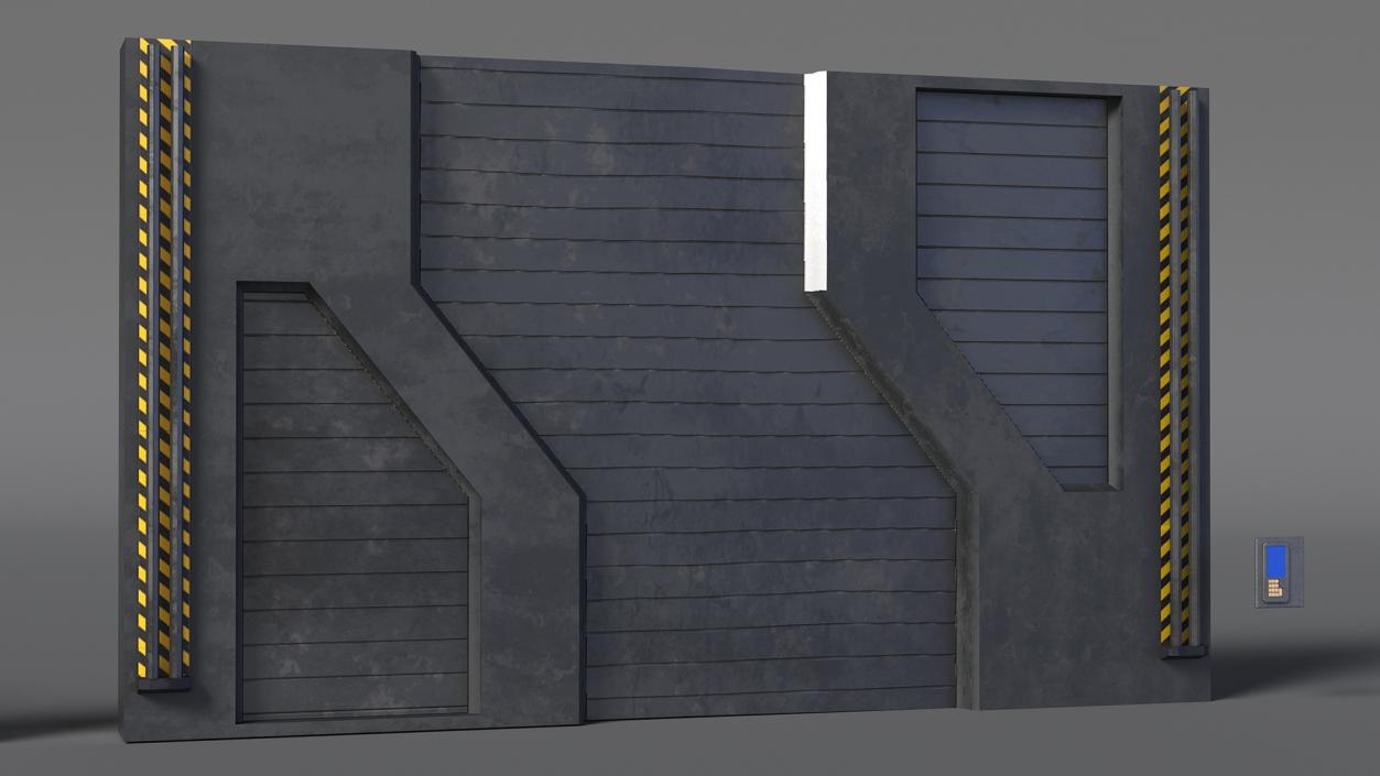 Sci Fi Spaceship Hangar Bay Gates Set 3D